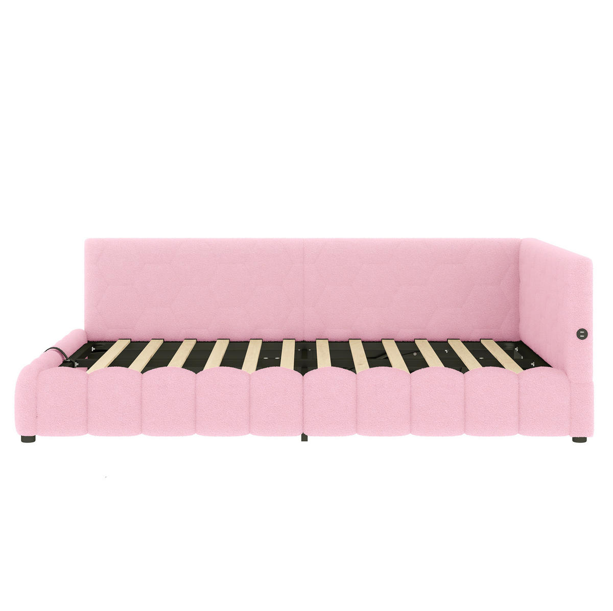 POLSTERBETT 140/200 cm mit Bettkasten, LED-Beleuchtung und USB/Typ-C in Rosa - Rosa, Textil (140/200cm) - BEAOK