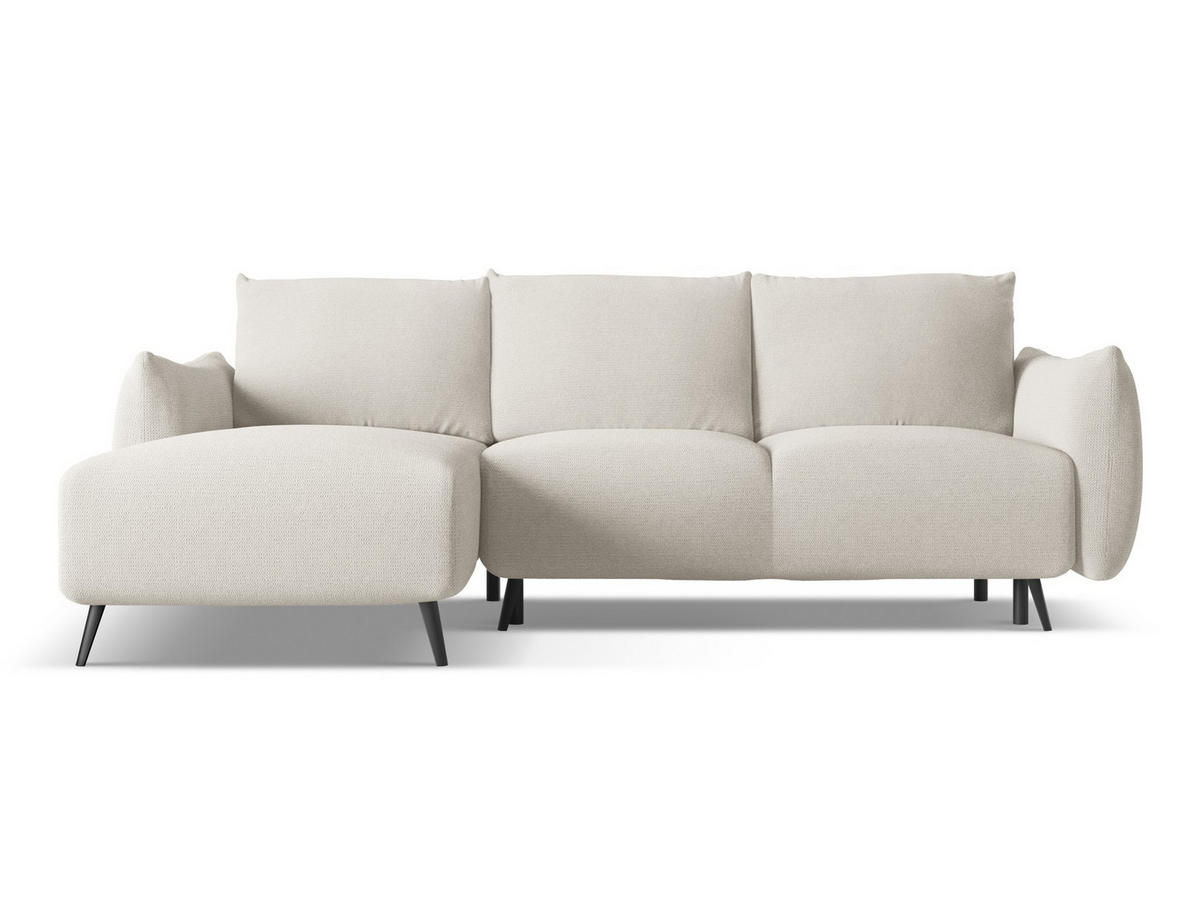 ECKSOFA mit Schlaffunktion Chenille Stoff Grau - Silberfarben/Schwarz, Textil/Metall (162/242cm) - Makamii