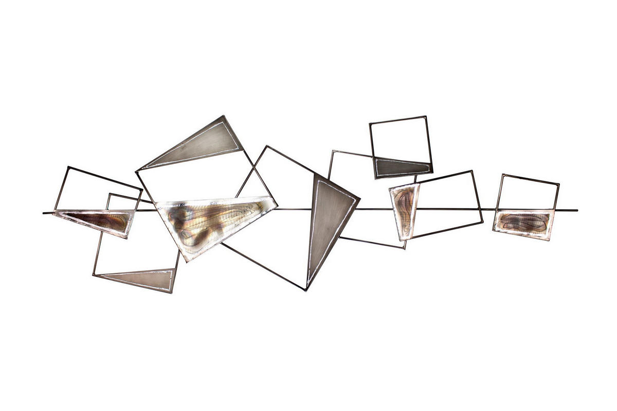 WANDDEKO Grau 150/50 cm - Beige/Grau, Metall (150/50/4cm) - KUNSTLOFT