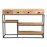 KONSOLE 4 Schubladen Akazienholz Metall Schwarz L115 GRENELLE - Dunkelbraun, Holz (115/30/80cm) - Miliboo