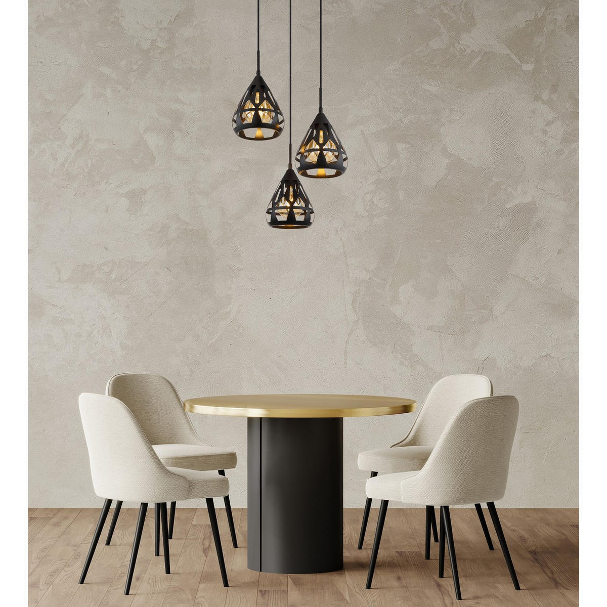 PENDELLEUCHTE Metall Schwarz 3-Flammig - Schwarz, Metall (41/41/120cm) - Globo Lighting