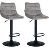BARHOCKER 2er Set Samt grau - Schwarz/Grau, Textil/Metall (43/87/46.5cm) - CLP