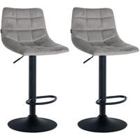 BARHOCKER 2er Set Samt grau - Schwarz/Grau, Textil/Metall (43/87/46.5cm) - CLP