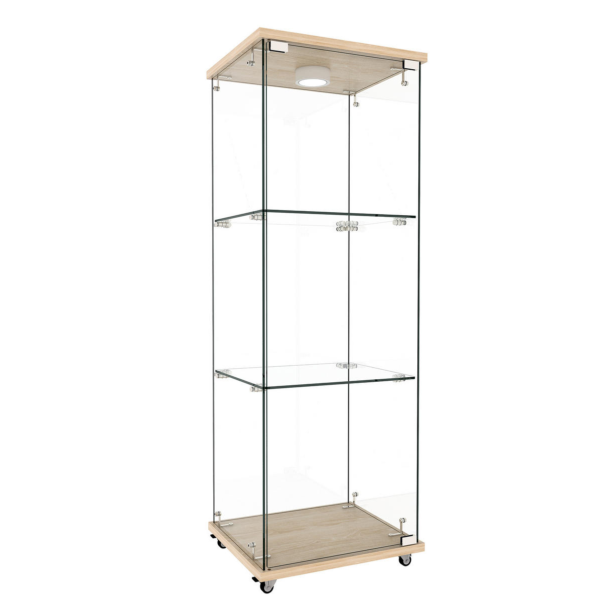 VITRINE aus MDF und Glas 42x36x120 cm Natur mit LED-Beleuchtung und Fernbedienung - Naturfarben, Holzwerkstoff (42.5/120/36.5cm) - IVMEU