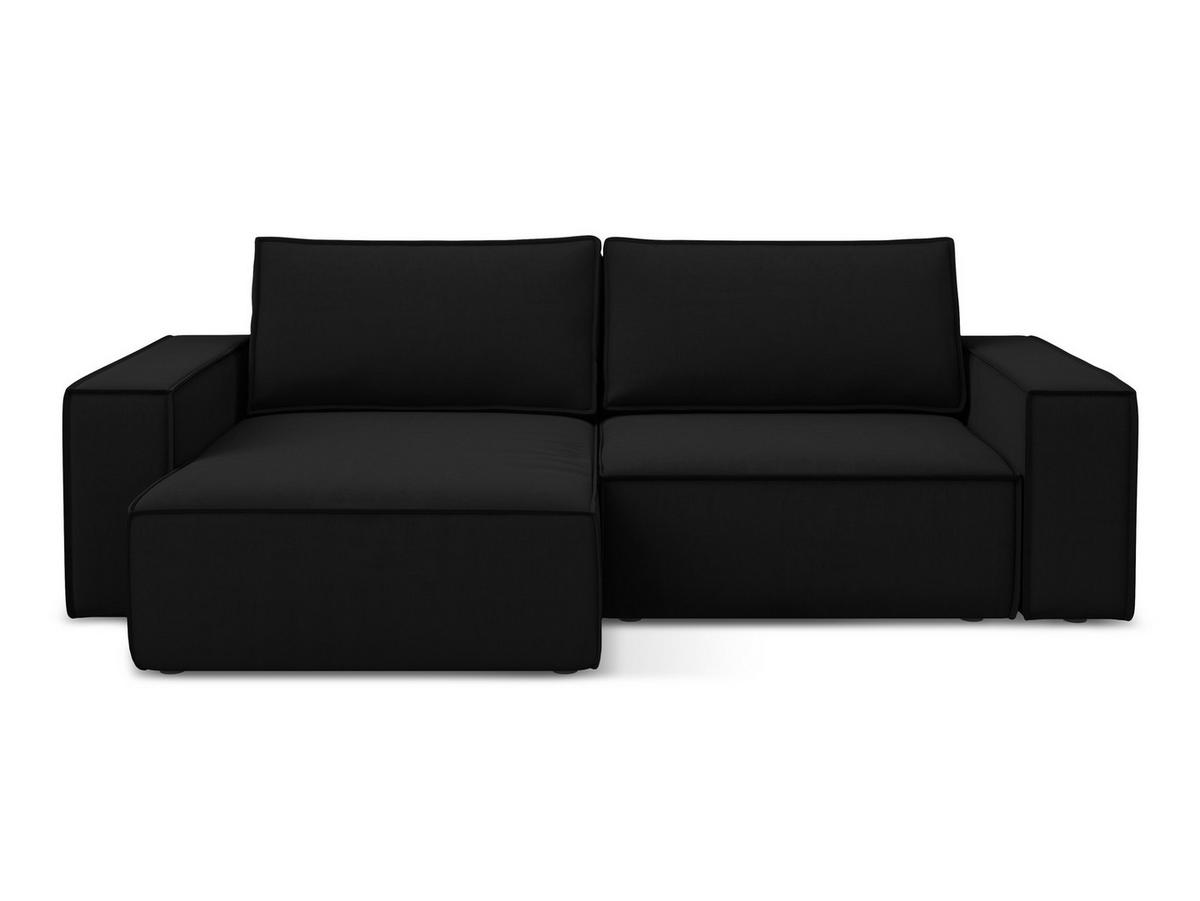 ECKSOFA mit Schlaffunktion Samt Stoff Schwarz - Schwarz, Kunststoff/Textil (148/257cm) - Makamii