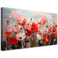 LEINWANDBILD Mohnfeld Blumen 80x40cm - Rosa, Textil (80/40cm) - Feeby