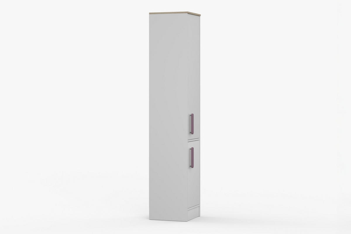 REGAL MIKI 01 Korpus Weiß | Griffe Violett - Violett/Weiß, Holz/Holzwerkstoff (40/197/38cm) - Deine Möbel 24