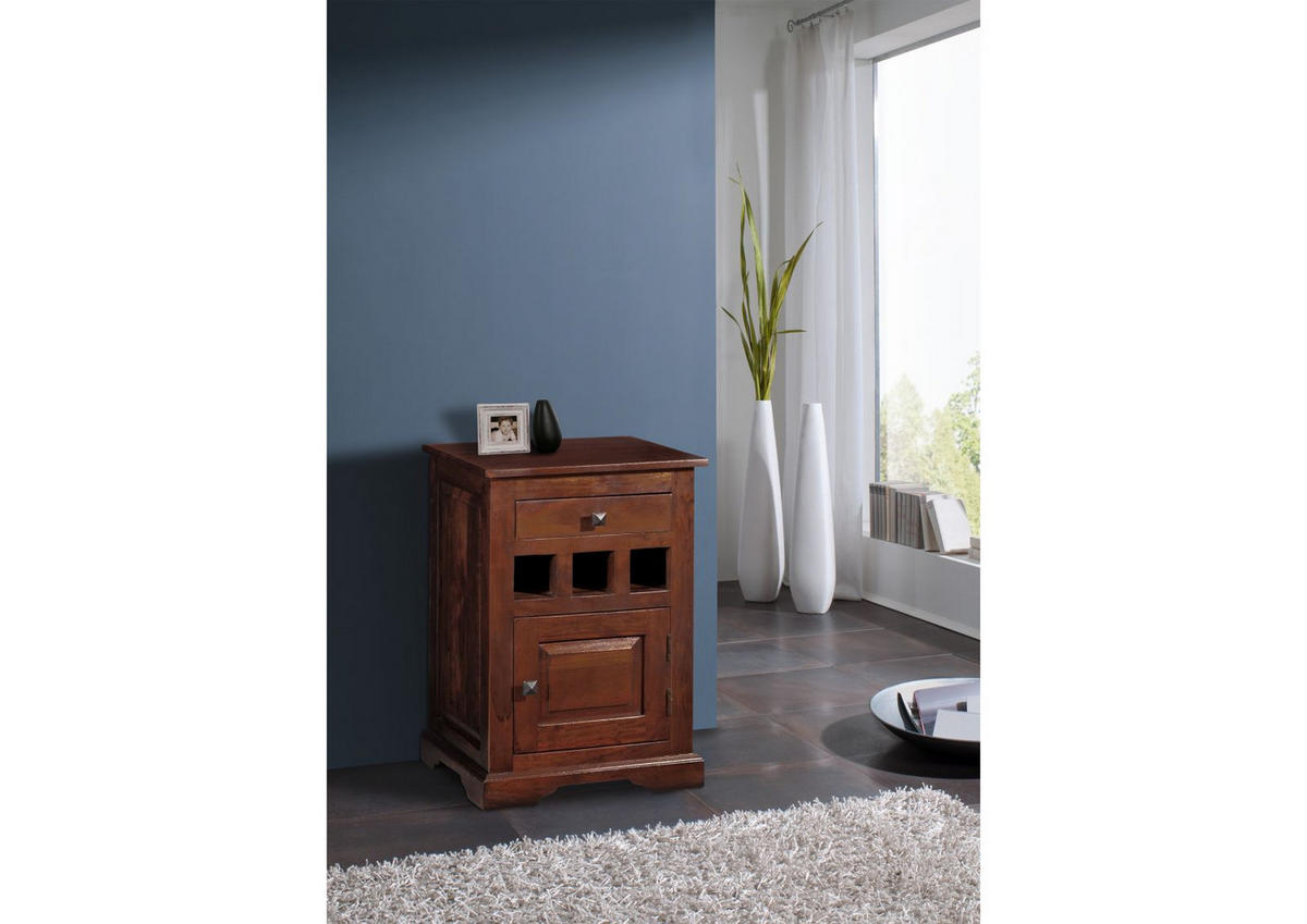 NACHTTISCH Akazie 46x40x65 nougat lackiert OXFORD #269 - Dunkelbraun, Holz (46/65/40cm) - Massivmoebel24