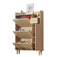 SCHUHSCHRANK 90/125/17 cm in Natur mit 3 Klappen und 1 Schublade - Naturfarben, Holzwerkstoff (90/125/17cm) - Flora Grace