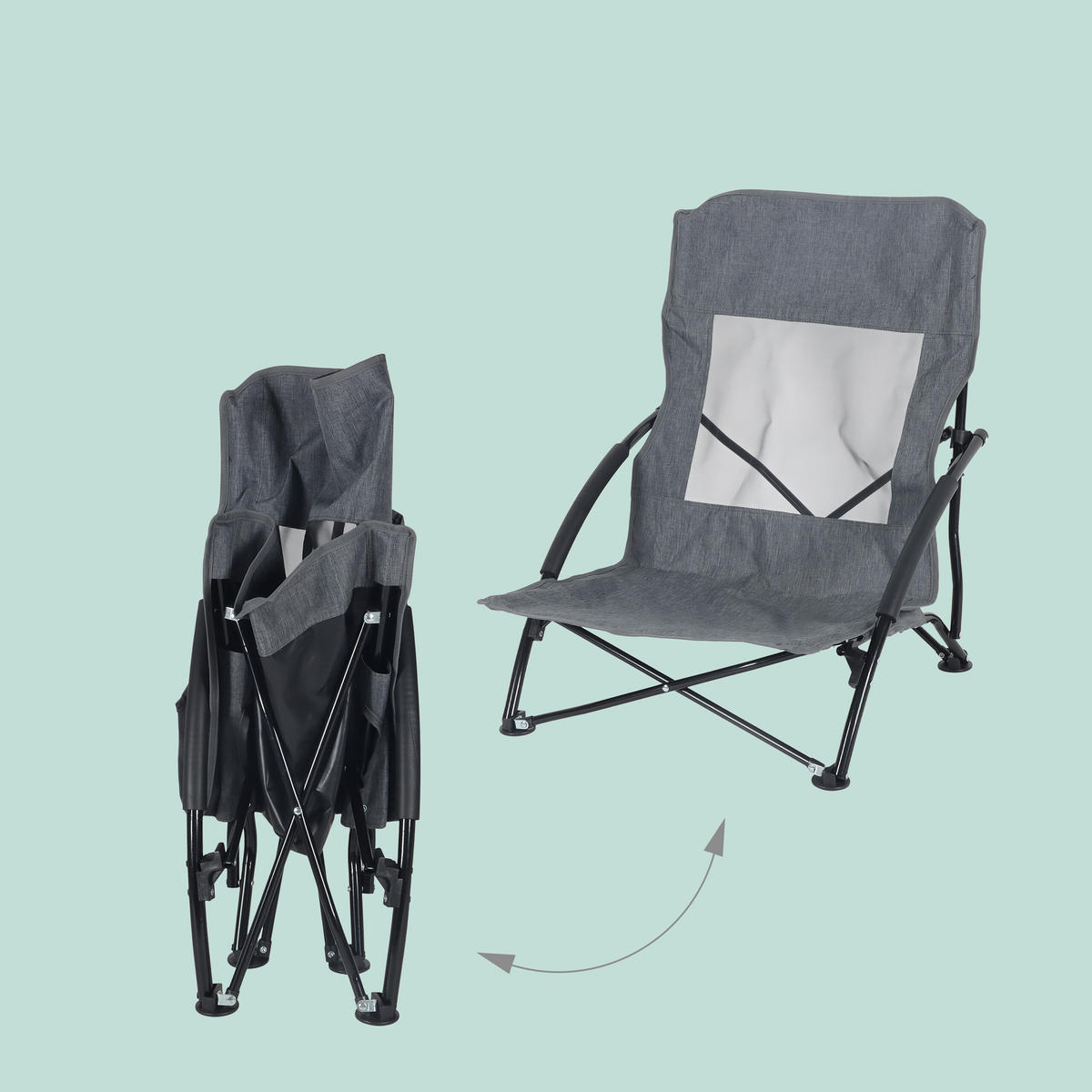 2XSTRANDSTUHL - Grau, Textil/Metall (54/65/50cm) - Relaxdays