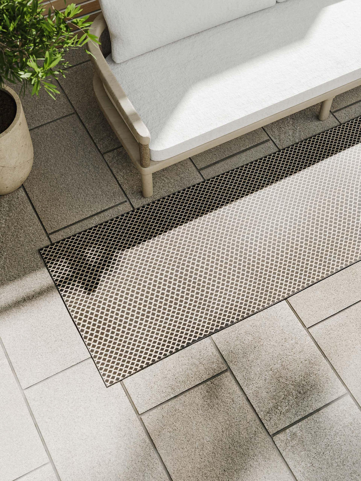 OUTDOORTEPPICH Lou Schwarz 80x300 cm - Schwarz, Kunststoff (80/300cm) - benuta