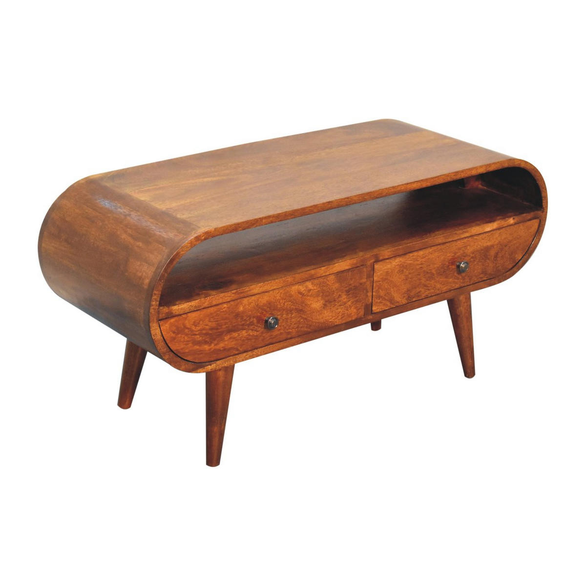 TV-ELEMENT mit Kastanienholz-Finish - Kastanienfarben/Messingfarben, Holz/Metall (90/45/35cm) - Artisan Furniture