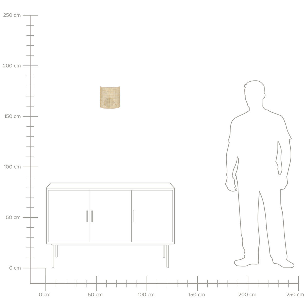 WANDLEUCHTE Cario 12/20/22 cm - Naturfarben, Naturmaterialien (20/22/12cm) - Beliani