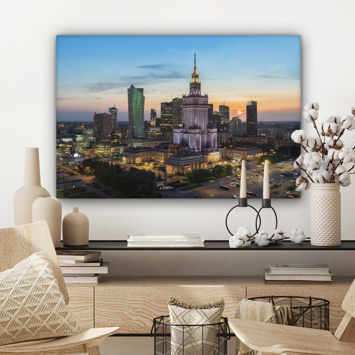 LEINWANDBILD Polen - Sonne - Warschau Gemälde 60x40 cm - Blau, Textil (60/40cm) - MuchoWow