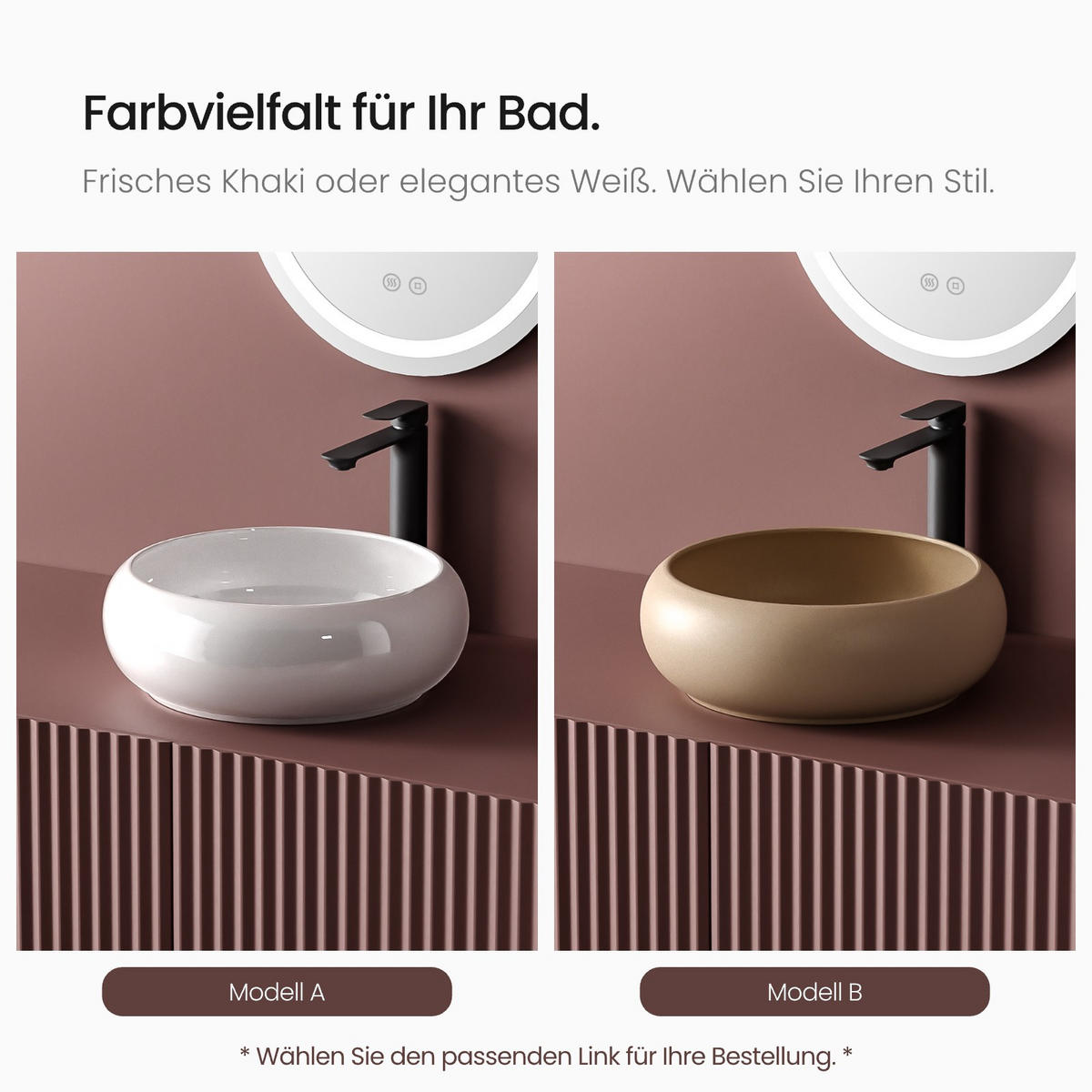 WASCHBECKEN Rund Gebogen Aufsatzmontage Weiß Ø36 / 12 cm - Weiß, Keramik (36/12/36cm) - EMKE