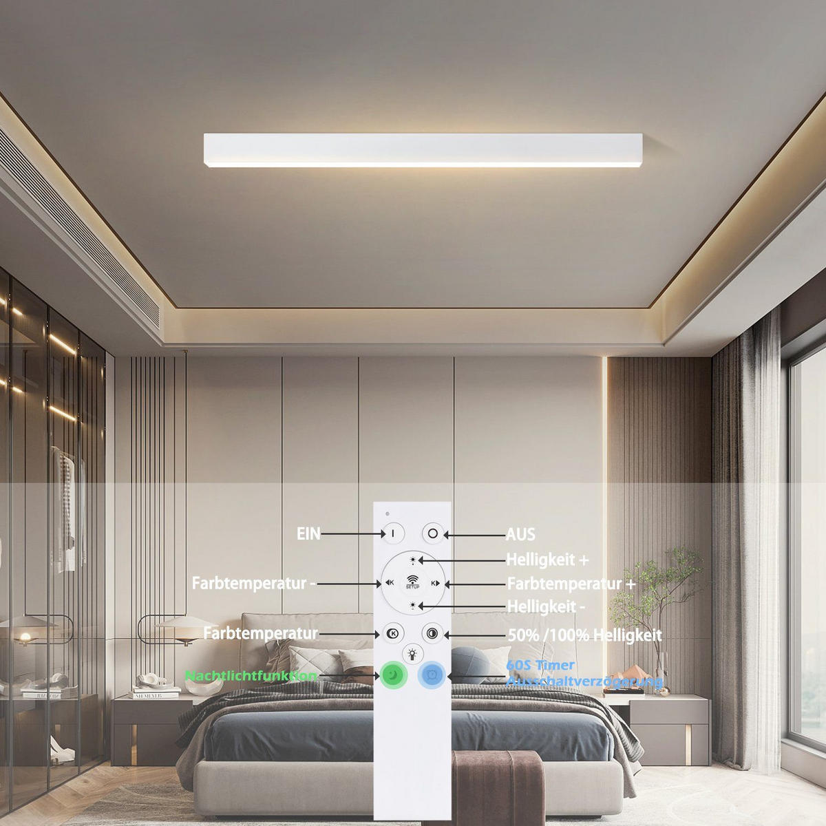LED-DECKENLEUCHTE Werner 107/3.5/5.5 cm - Weiß, Metall (107/3.5/5.5cm) - Nettlife