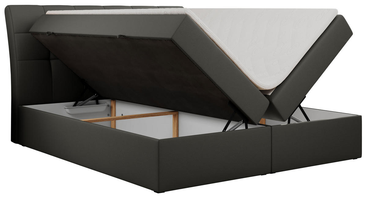 BOXBETT DIEGOS 200/200 Dunkelgrau Kunstleder - H3 - Dunkelgrau, Holz/Textil (200/200cm) - MKS