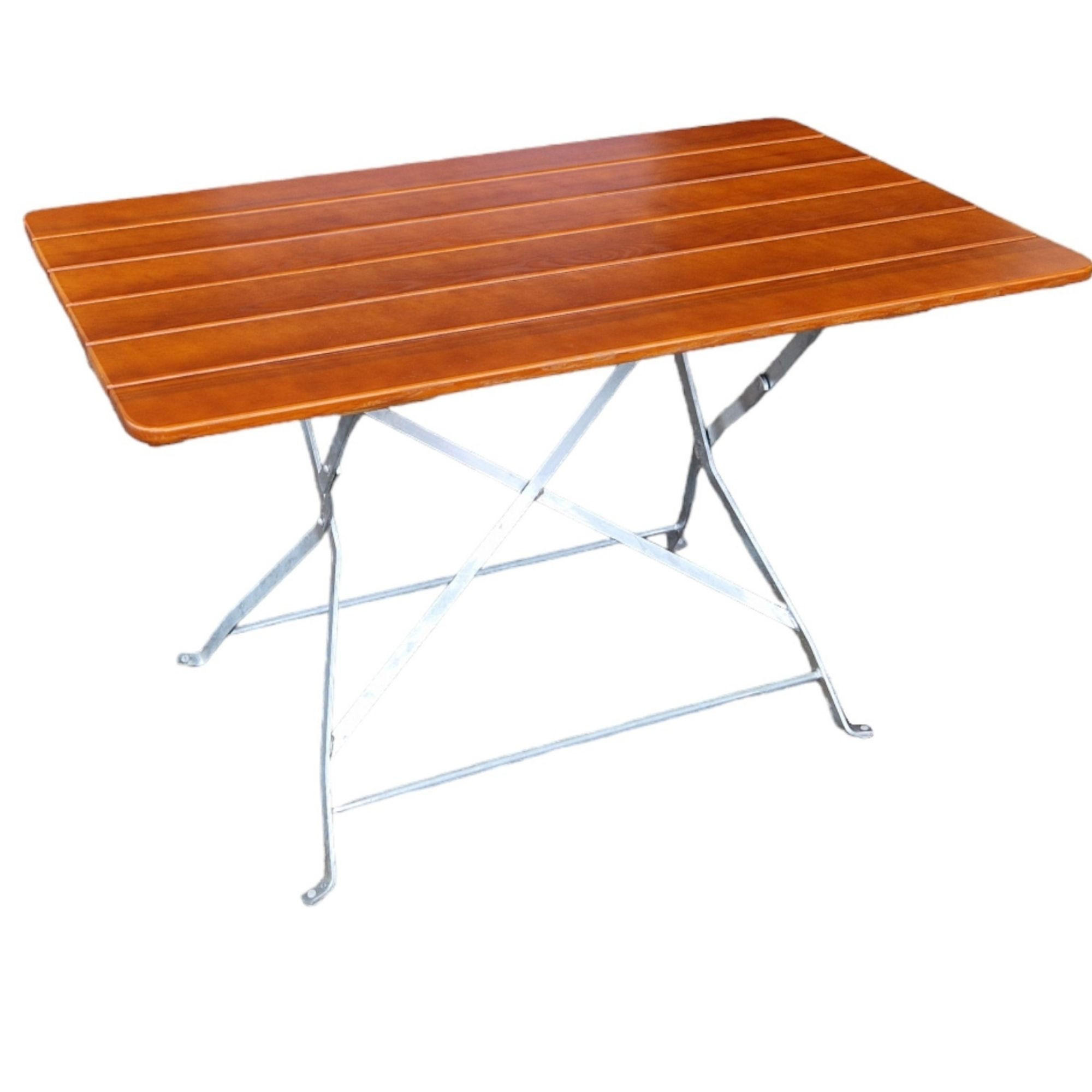 BIERGARTENTISCH BERGTAL 74x120x70cm Klappbar Eschenholz Silber/Braun 4 Peronen - Braun, Holz (70/120/74cm) - CHEFGASTRO