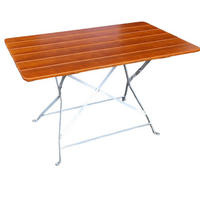 BIERGARTENTISCH BERGTAL 74x120x70cm Klappbar Eschenholz Silber/Braun 4 Peronen - Braun, Holz (70/120/74cm) - CHEFGASTRO