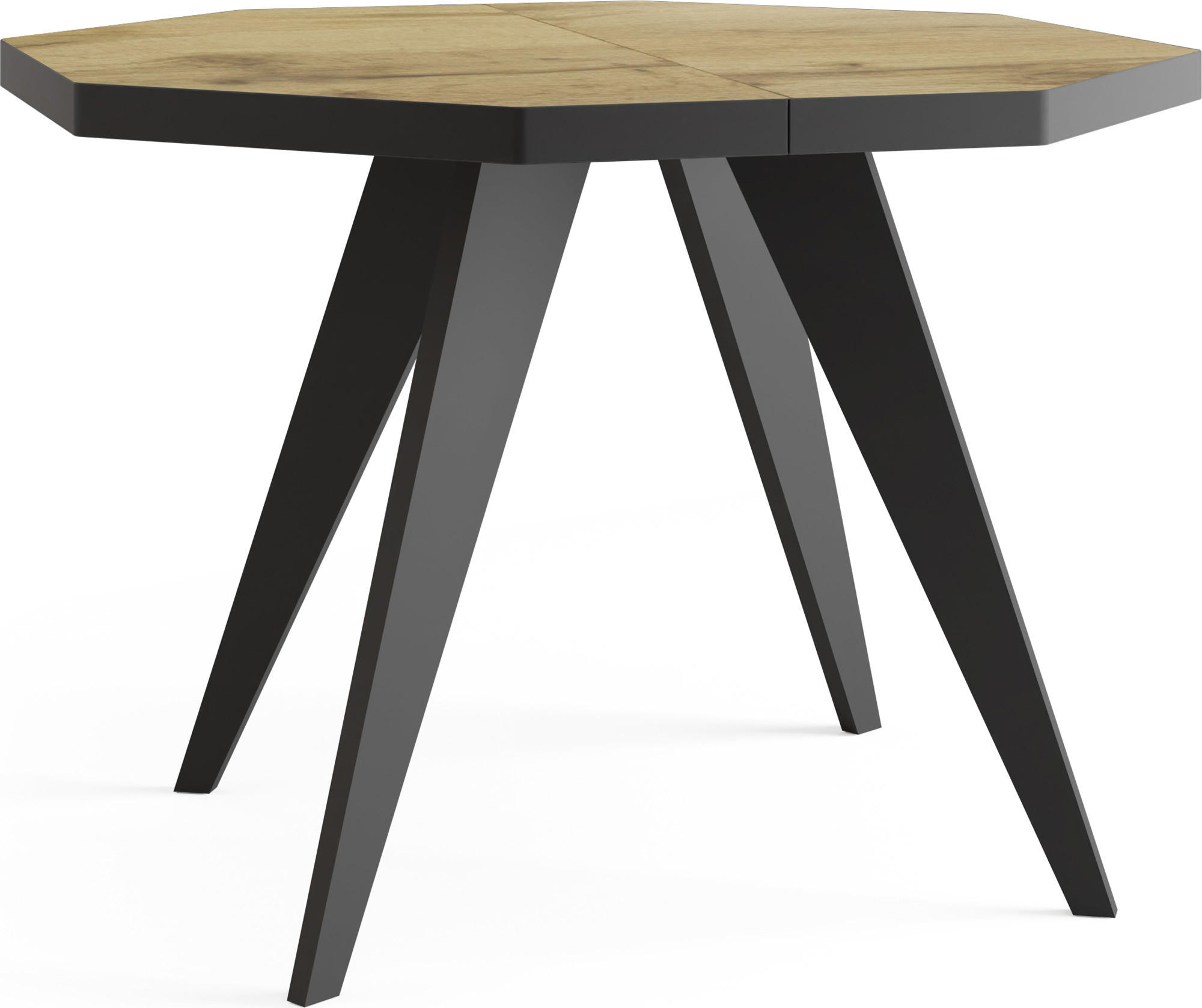 ESSTISCH Diamond Black achteckiger ausziehbarer, Wotan Eiche 100-150/100/76 cm - Eiche Wotan/Schwarz, Holz/Holzwerkstoff (100/100/77cm) - WFL GROUP