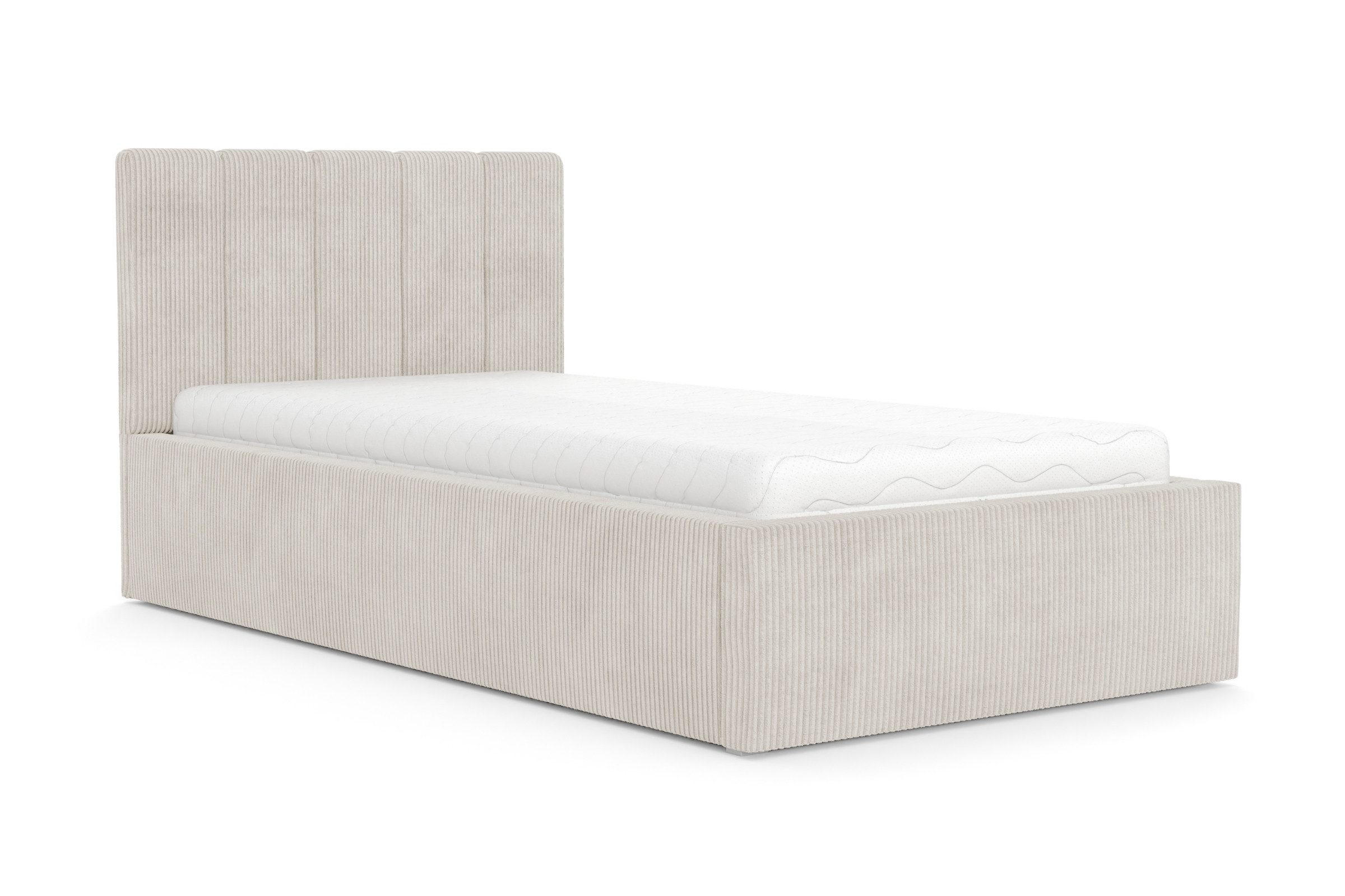POLSTERBETT BELLA 100/200 cm in Cord Ecru - Ecru, Holz/Holzwerkstoff (100/200cm) - Deine Möbel 24