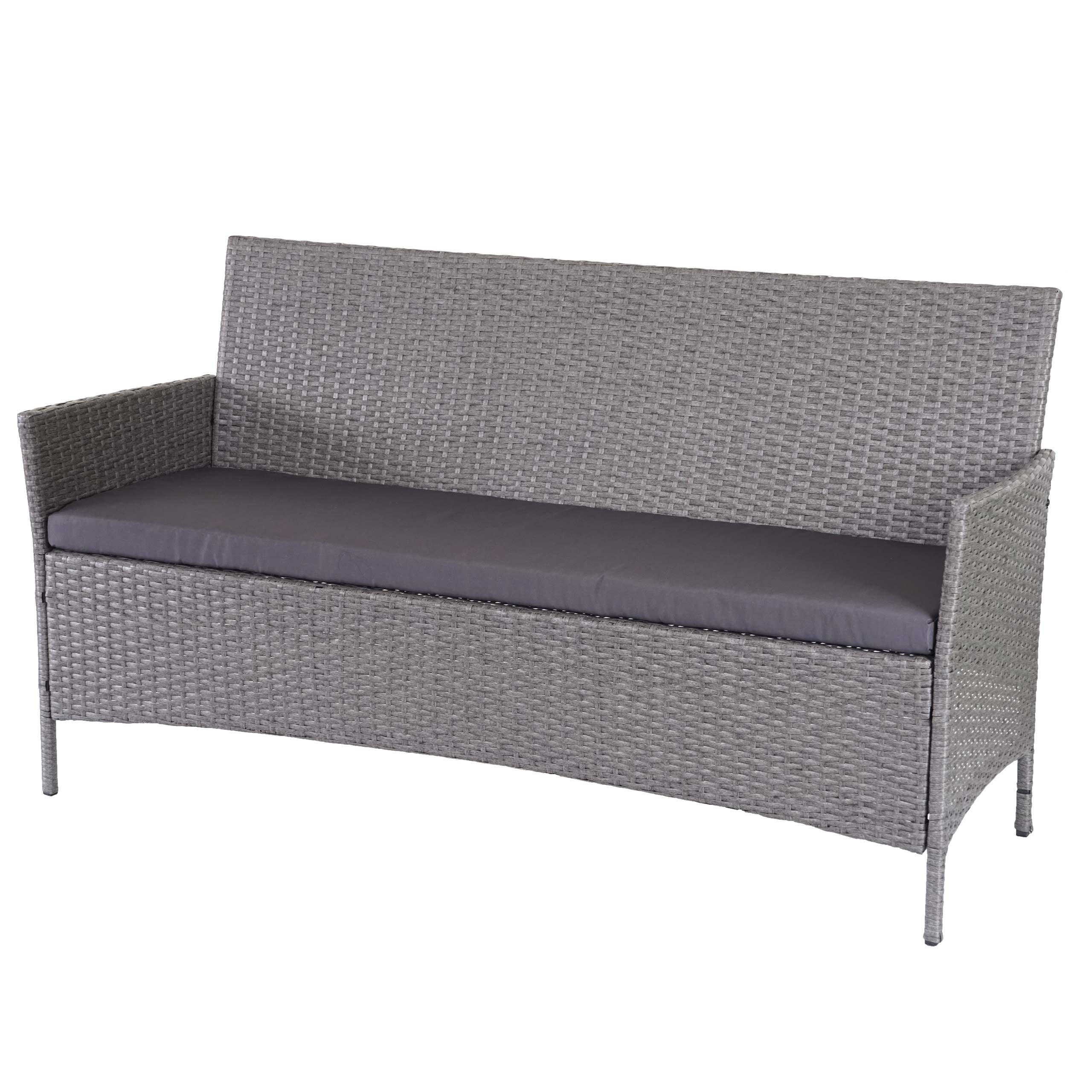 3-SITZER POLY-RATTAN GARTENBANK Hellgrau, Grau - Hellgrau/Grau, Kunststoff (154/82/60cm) - MCW