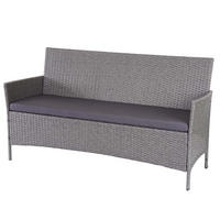 3-SITZER POLY-RATTAN GARTENBANK Hellgrau, Grau - Hellgrau/Grau, Kunststoff (154/82/60cm) - MCW