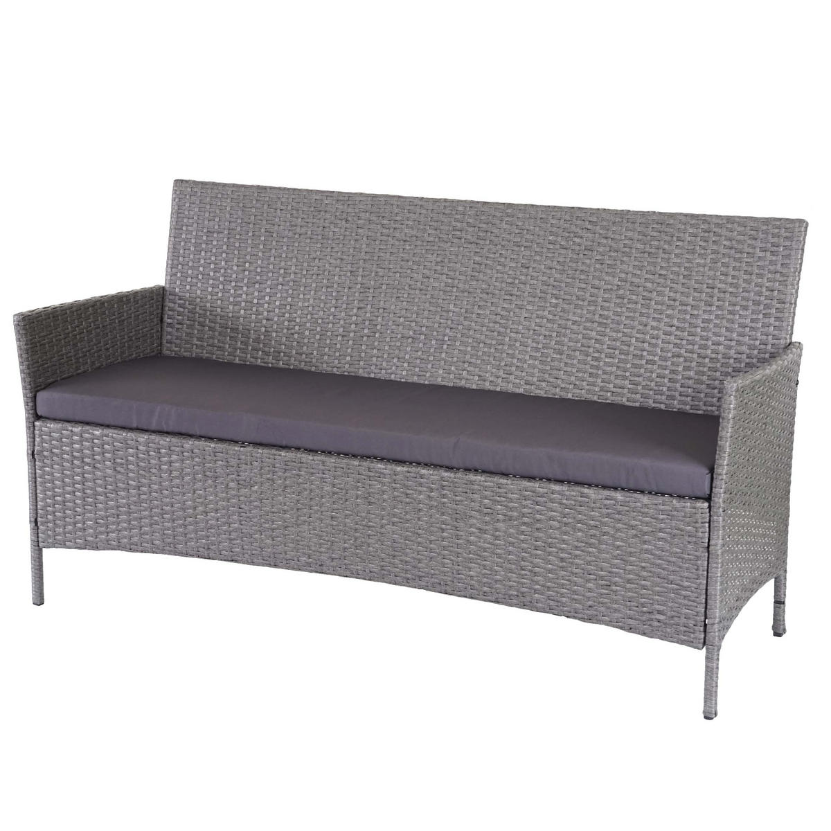 3-SITZER POLY-RATTAN GARTENBANK Hellgrau, Grau - Hellgrau/Grau, Kunststoff (154/82/60cm) - MCW