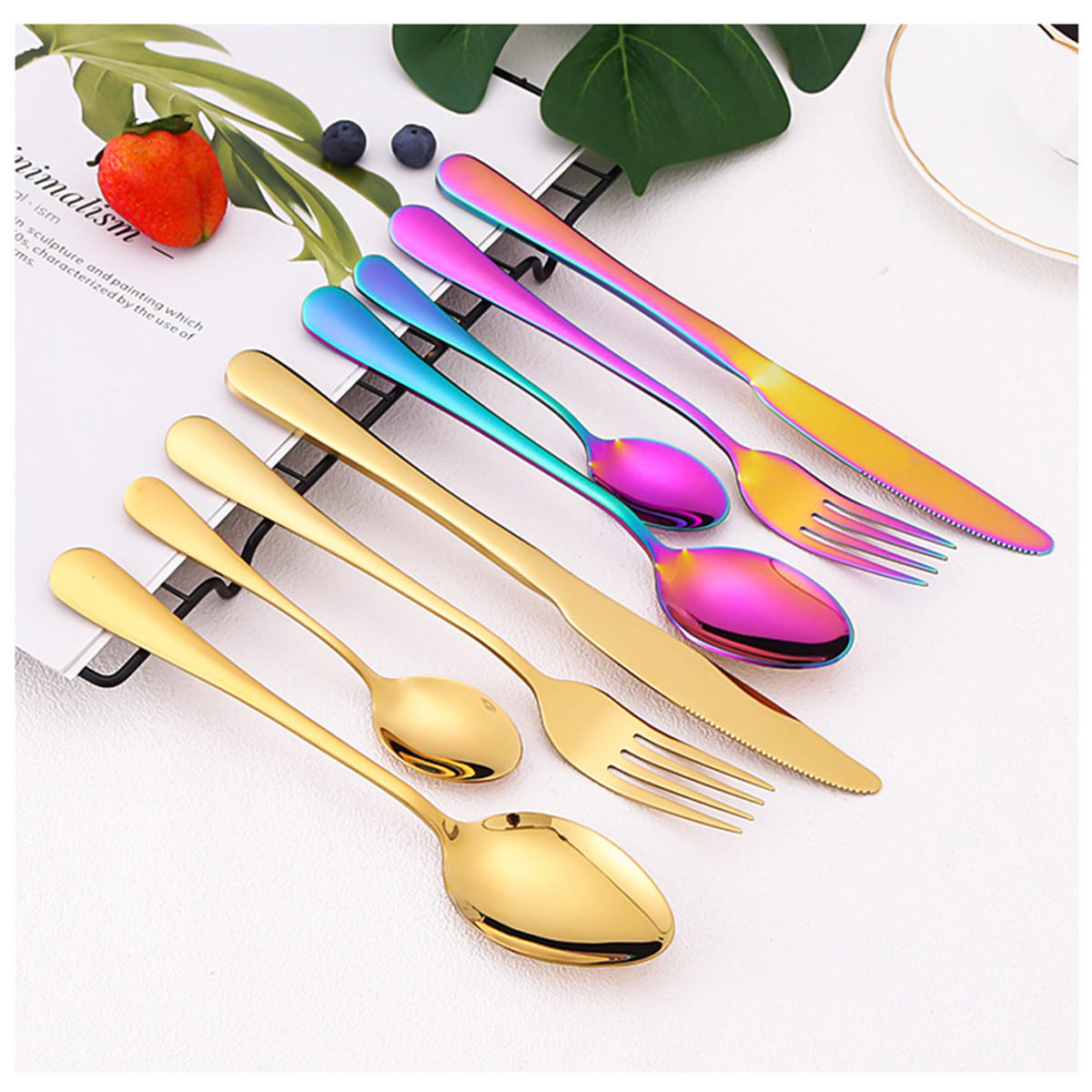 BESTECK-SET, 24 Teile, mirror finish, klassisch, hochwertige Holzbox - Goldfarben, Metall