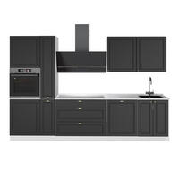 KÜCHENZEILE Fame-Line, Anthrazit-Gold Landhaus/Weiß, 310 cm, AP Marmor - Anthrazit/Weiß, Holzwerkstoff (310/206.8/60cm) - Vicco