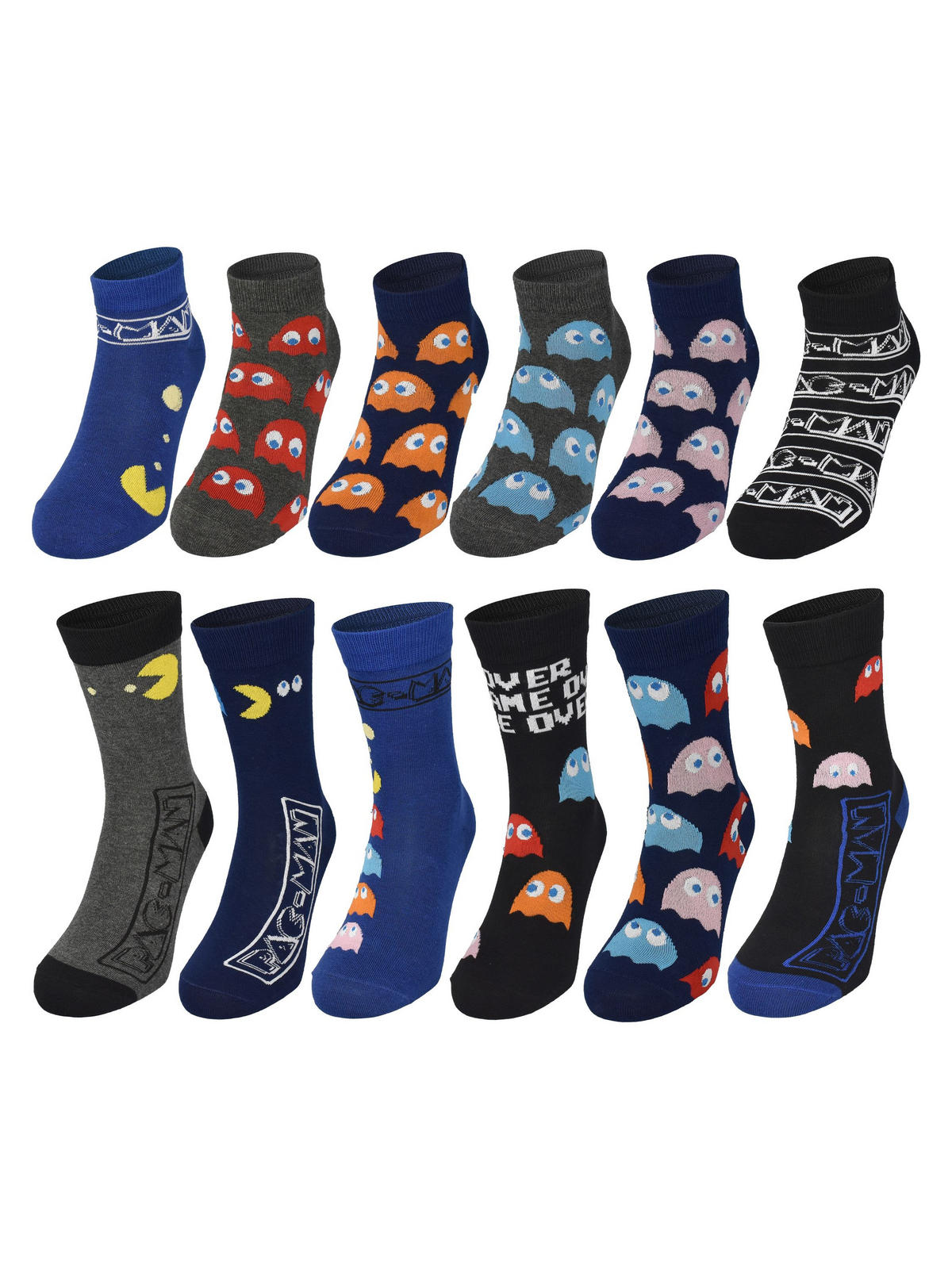 ADVENTSKALENDER Pac-Man mit 12 Paar Socken Größe 40-45 - Multicolor, Textil (37/5/26.5cm) - United Labels