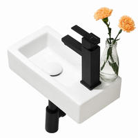 WASCHBECKEN mit Hahnloch rechts 37 x 18 x 9 cm - Weiß, Keramik (37/9/18cm) - HOROW