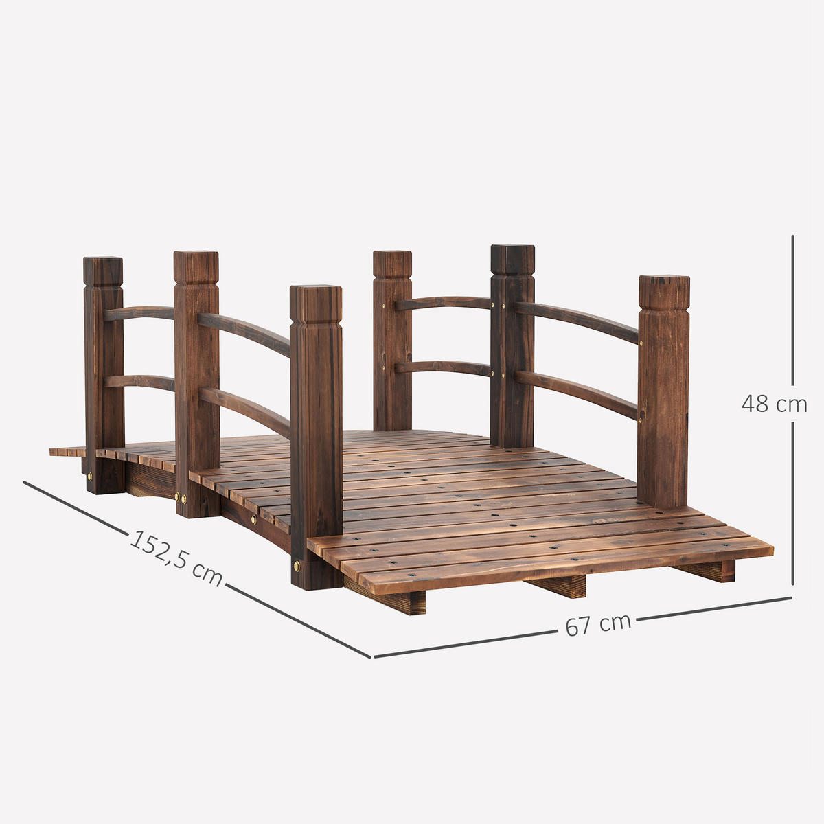 GARTENBRÜCKE, Tannenholz, Dunkelbraun - Dunkelbraun, Holz (1525/67/48cm) - Outsunny