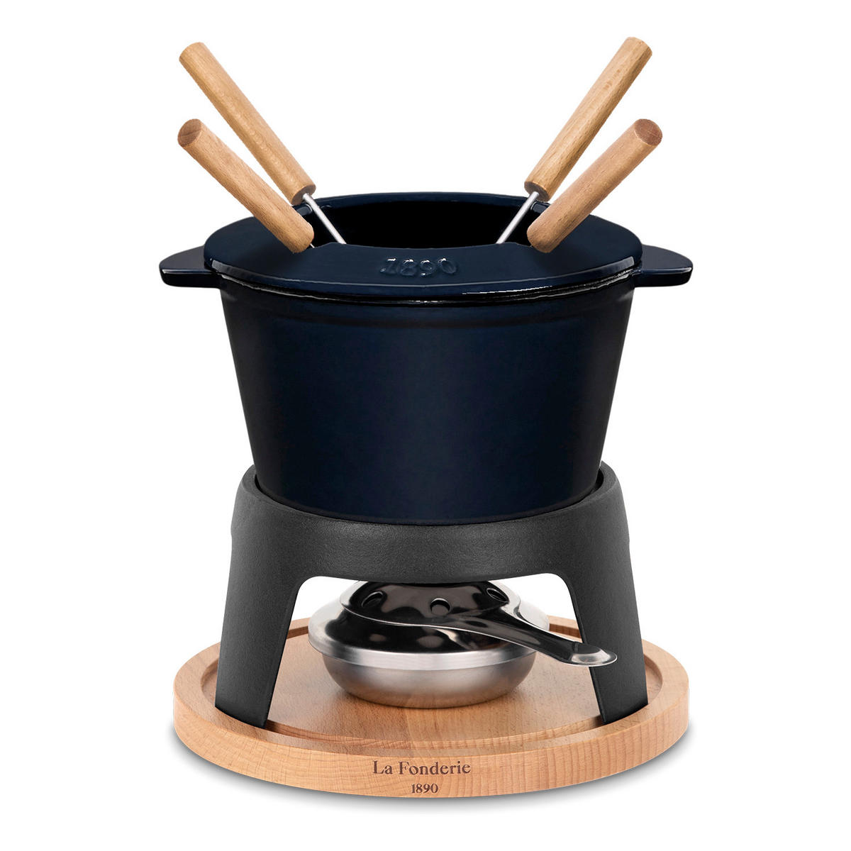 FONDUE-SET MONT D'ARBOIS Blau, für 4 Personen, 1,2L - Dunkelblau, Metall (20/20/20cm) - La Fonderie 1890