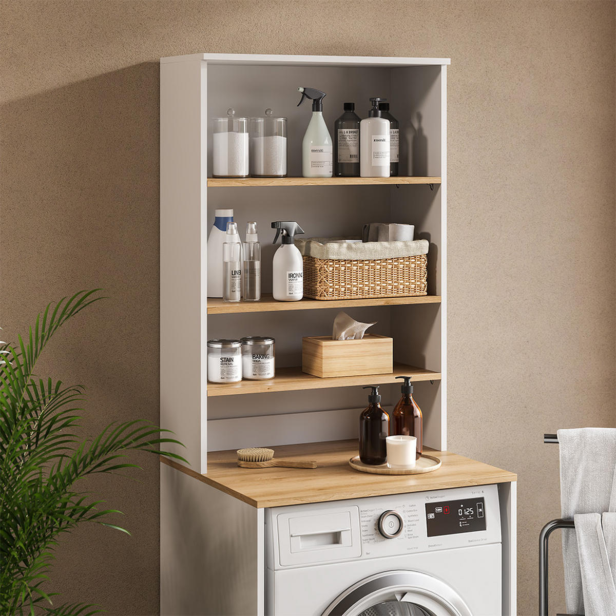 BADSCHRANK Viktor Weiß/Artisan 68 x 100.4 cm mit offenen Regalen - Weiß, Holzwerkstoff (68/100.4/29cm) - Vicco