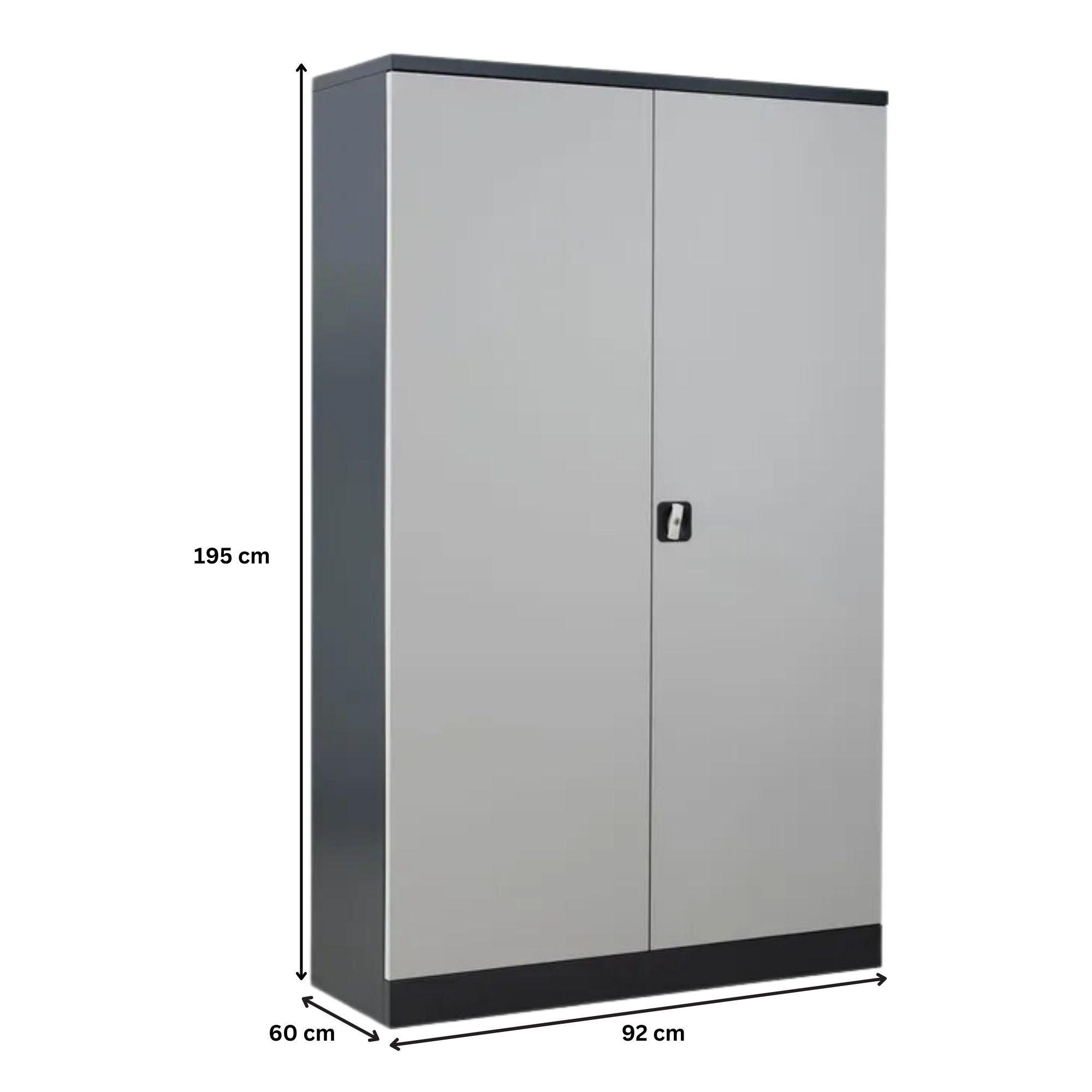 STAHLSCHRANK Bee mit 5 lackierten Fachböden 195x92x60 cm Korpusfarbe Schwarz Frontfarbe Lichtgrau - Hellgrau, Metall (92/195/60cm)