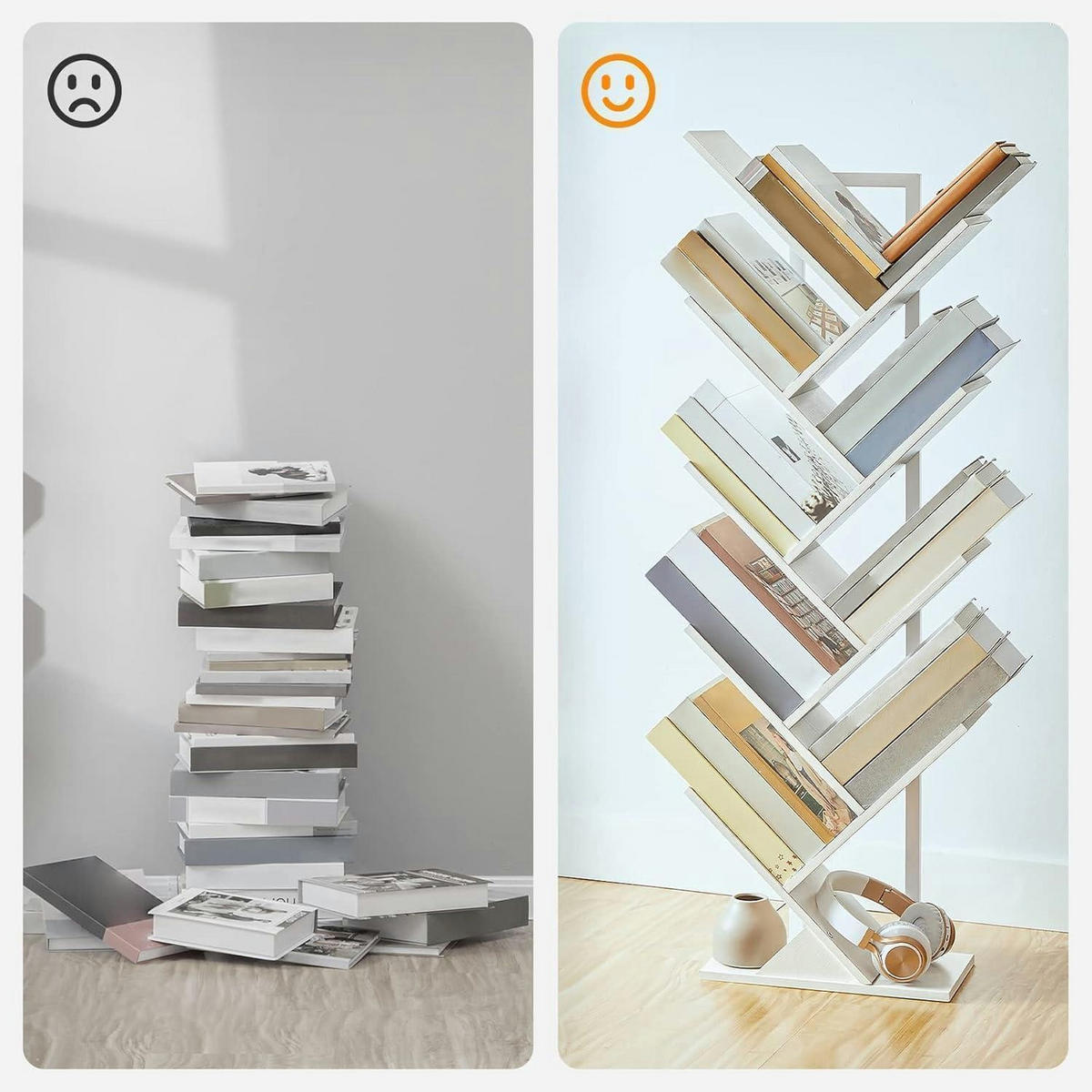 BÜCHERREGAL Baumform Weiß 34 x 20 x 116 cm - Weiß, Holzwerkstoff (34/116/20cm)