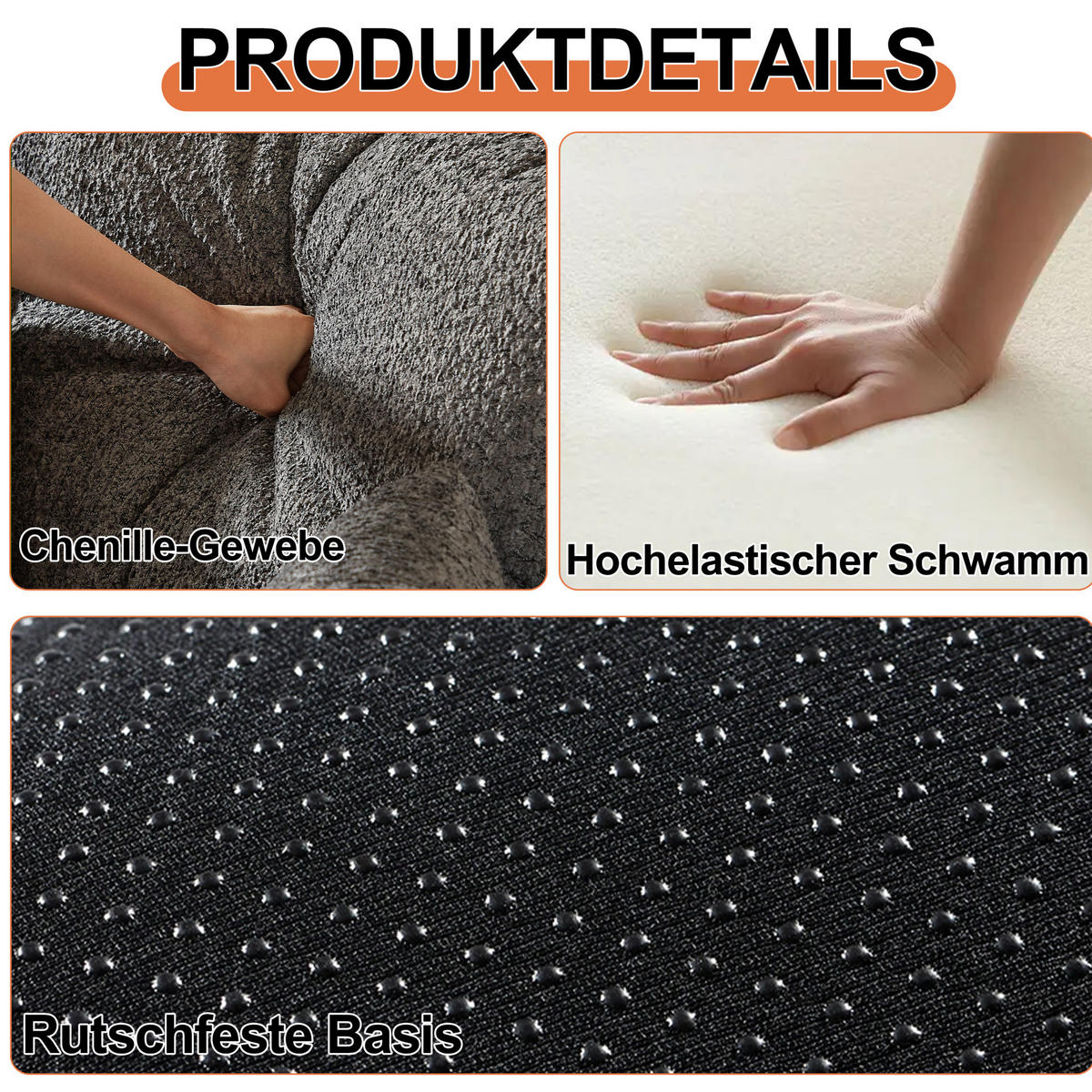 SCHLAFSOFA aus Chenille Grau mit Armlehnen-Ablagefach, Stahlrahmen und rutschfester Unterlage - Grau, Textil (94/49.5/181.6cm) - Modfu