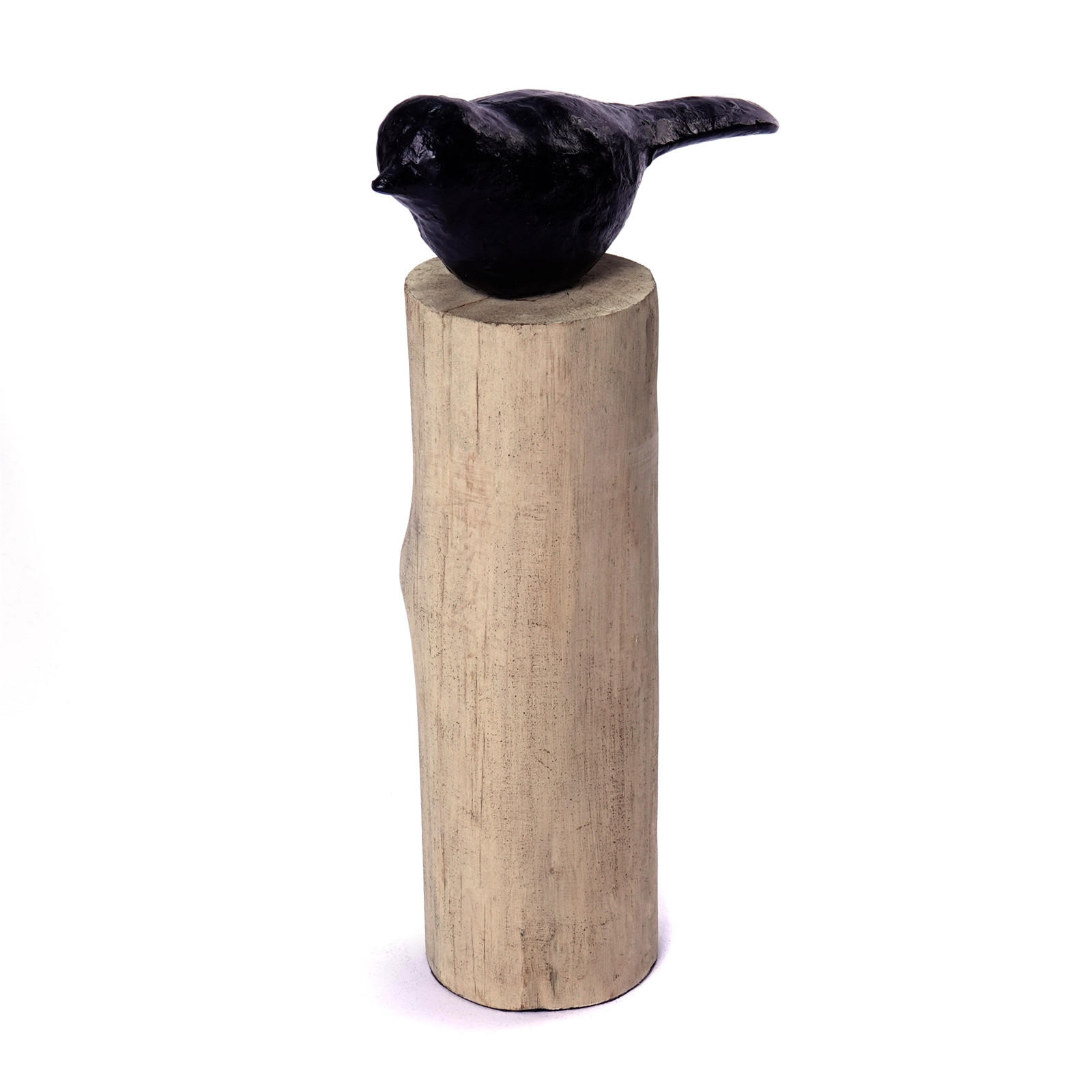 SKULPTUR VOGEL Birdy I Mangoholz-Sockel schwarz-natur - Naturfarben, Holz (10/30/20cm) - CREEDWOOD