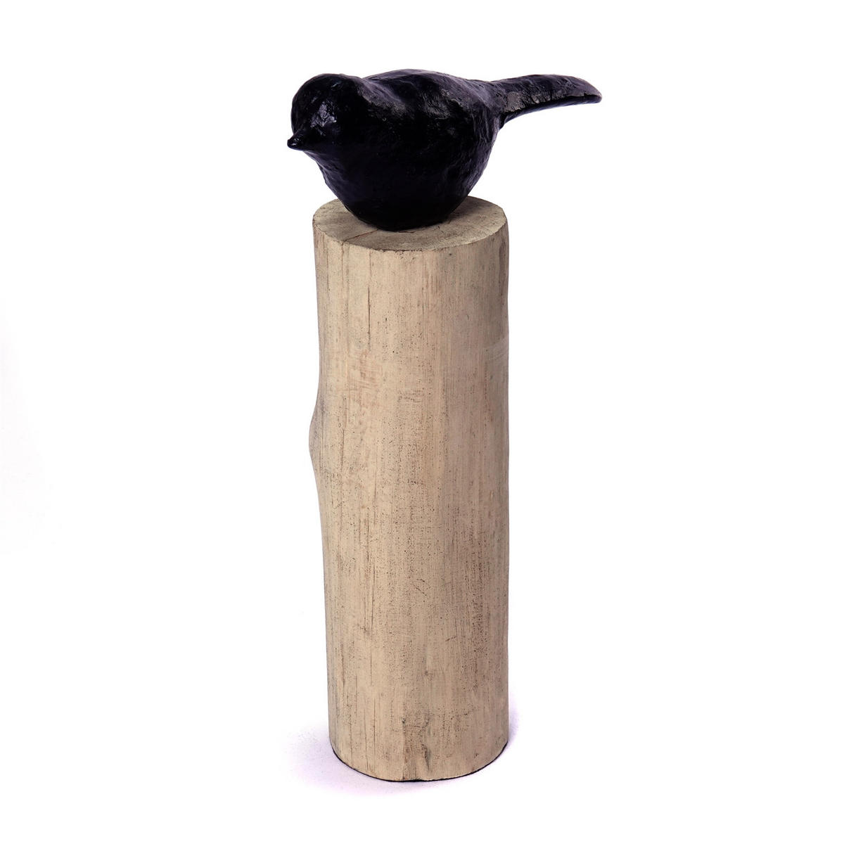 VOGEL-SKULPTUREN-SET Birdy 3-tlg. verschiedene Größen auf Massivholz-Sockel naturfarben - Naturfarben, Holz (10/30/20cm) - CREEDWOOD