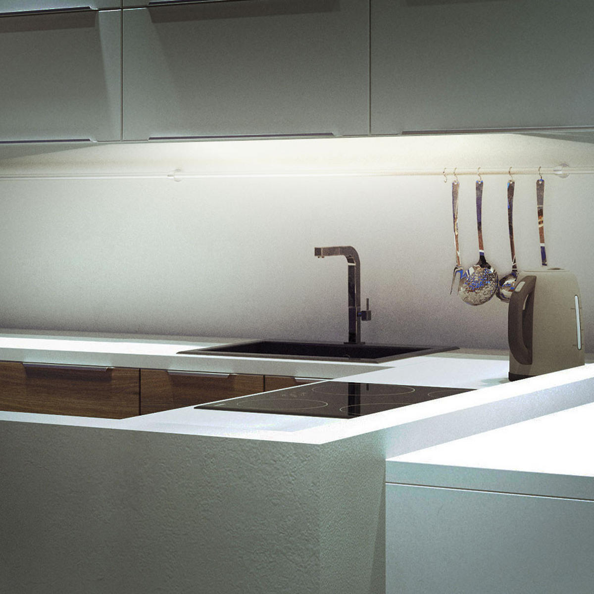 LED UNTERBAULEUCHTE Kunststoff Weiß - Weiß, Kunststoff (123/6.7/2.2cm) - Globo Lighting