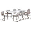 GARTENMÖBEL-SET 8-Sitzer Weiß Valcanetto/Cosoleto - Beige/Silberfarben, Metall - Beliani