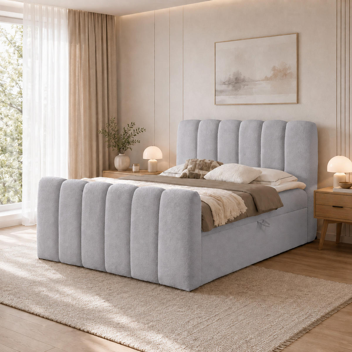 BOXBETT mit Topper und Stauraum 120x200 cm in Grau - Grau, Textil (120/200cm) - Home Collective