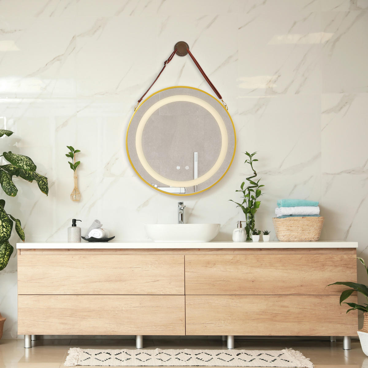 BADEZIMMERSPIEGEL Picerno - Goldfarben, Glas/Metall (70/70/3.5cm) - pro.tec