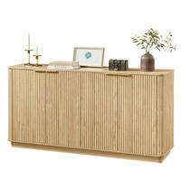 KOMODA z MDF 160x80x40 cm dubový dekor se 4 dvířky, úložným prostorem a vlnitým čelem - barva dubu, kompozitní dřevo (160/80/40cm) - Modfu