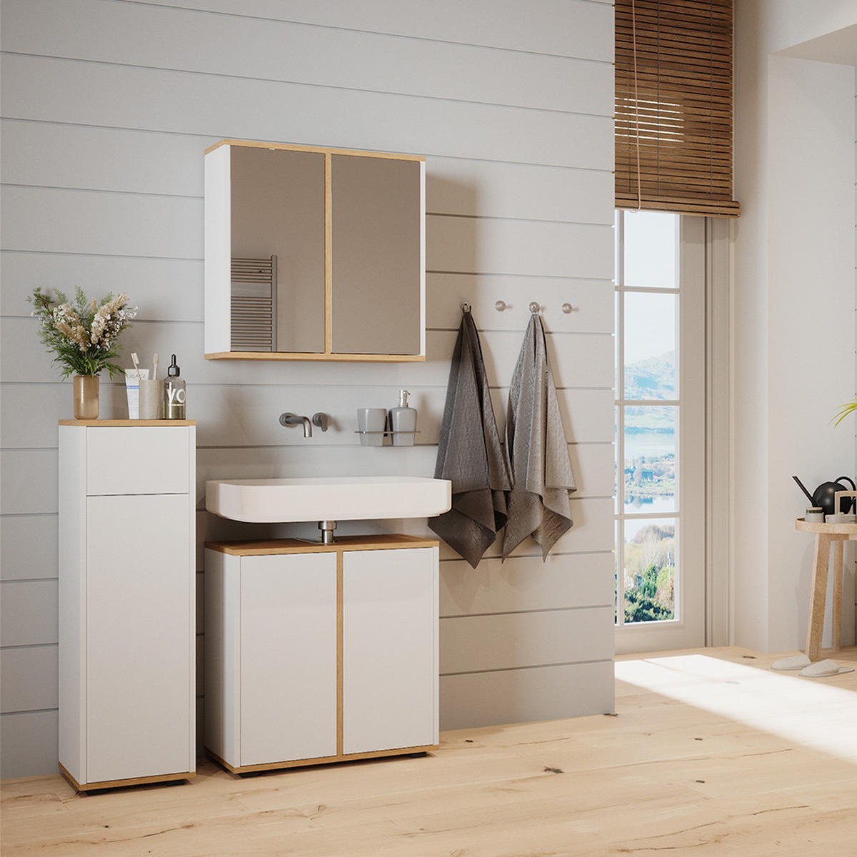 MIDISCHRANK Didi Weiß/Artisan 30 x 97 cm mit Schublade - Weiß, Holzwerkstoff (30/97/30cm) - Vicco