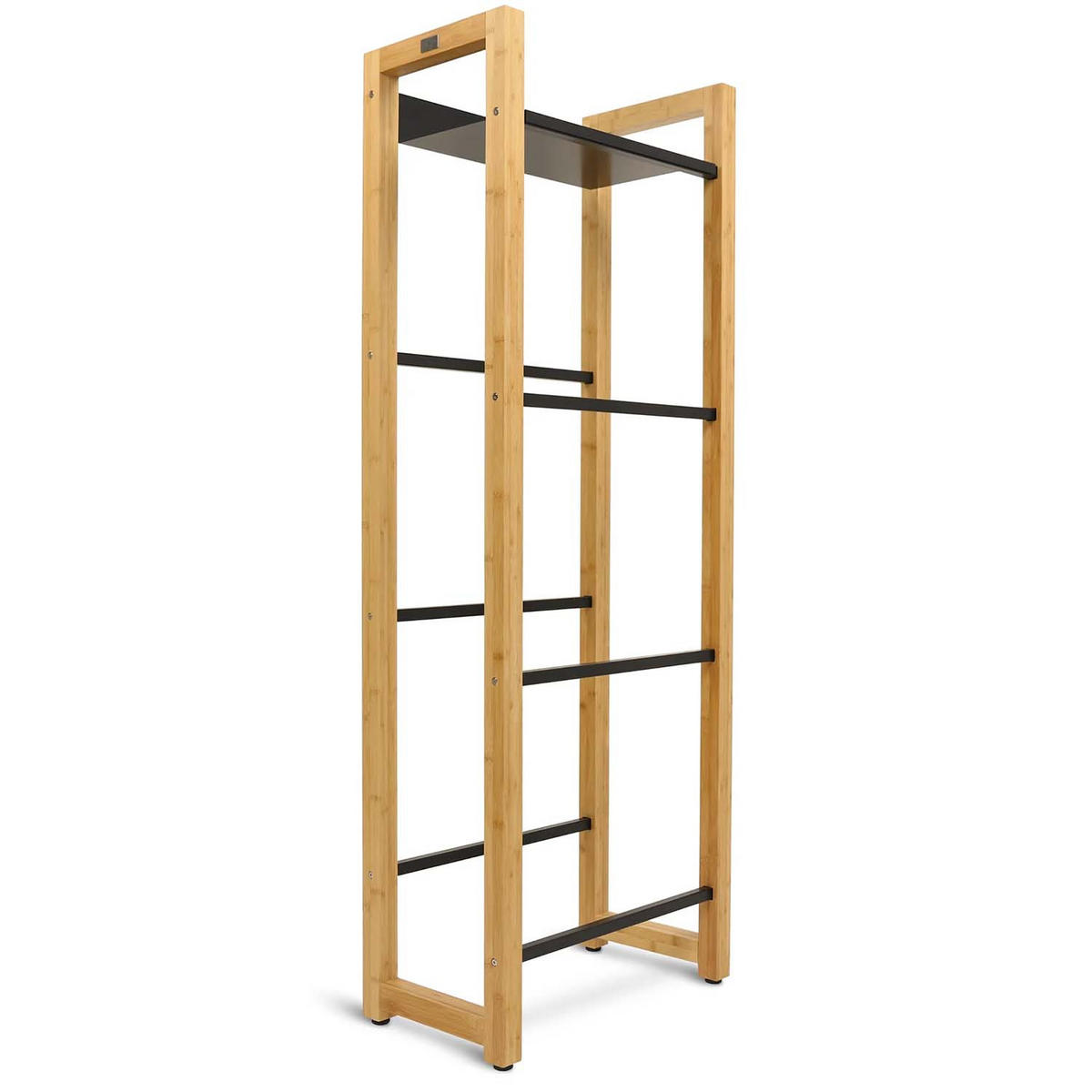 2ER Set Getränkekistenregal mit Ablage - Bambus / Schwarz - 8 Kisten - Naturfarben, Holz (56/153/32cm) - holz4home