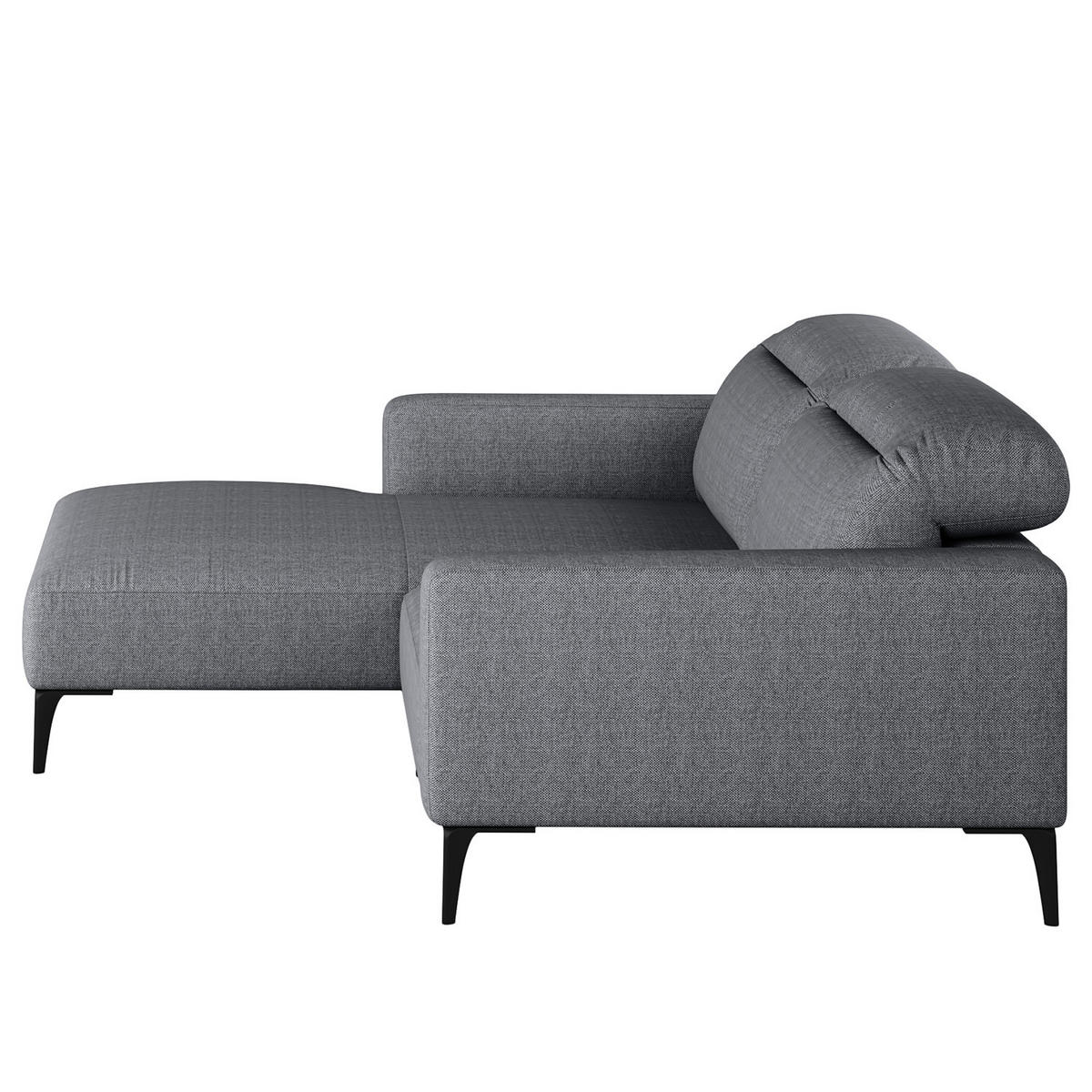 1,5-SITZER ECKSOFA mit Longchair - Schwarz/Grau, Textil/Metall (232/180cm) - home24