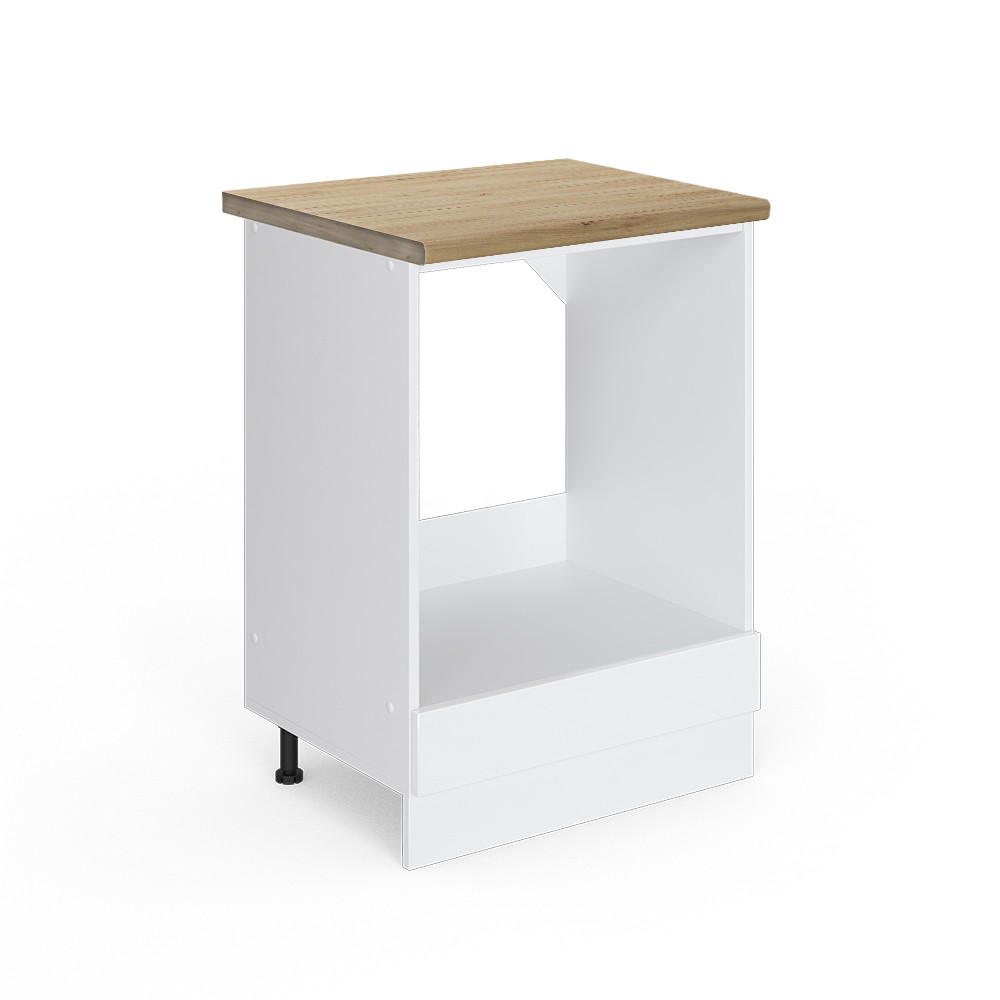 HERDUMBAUSCHRANK R-Line Weiß Hochglanz 60 cm, AP Eiche - Weiß Hochglanz/Weiß, Holzwerkstoff (60/81.6/60cm) - Vicco
