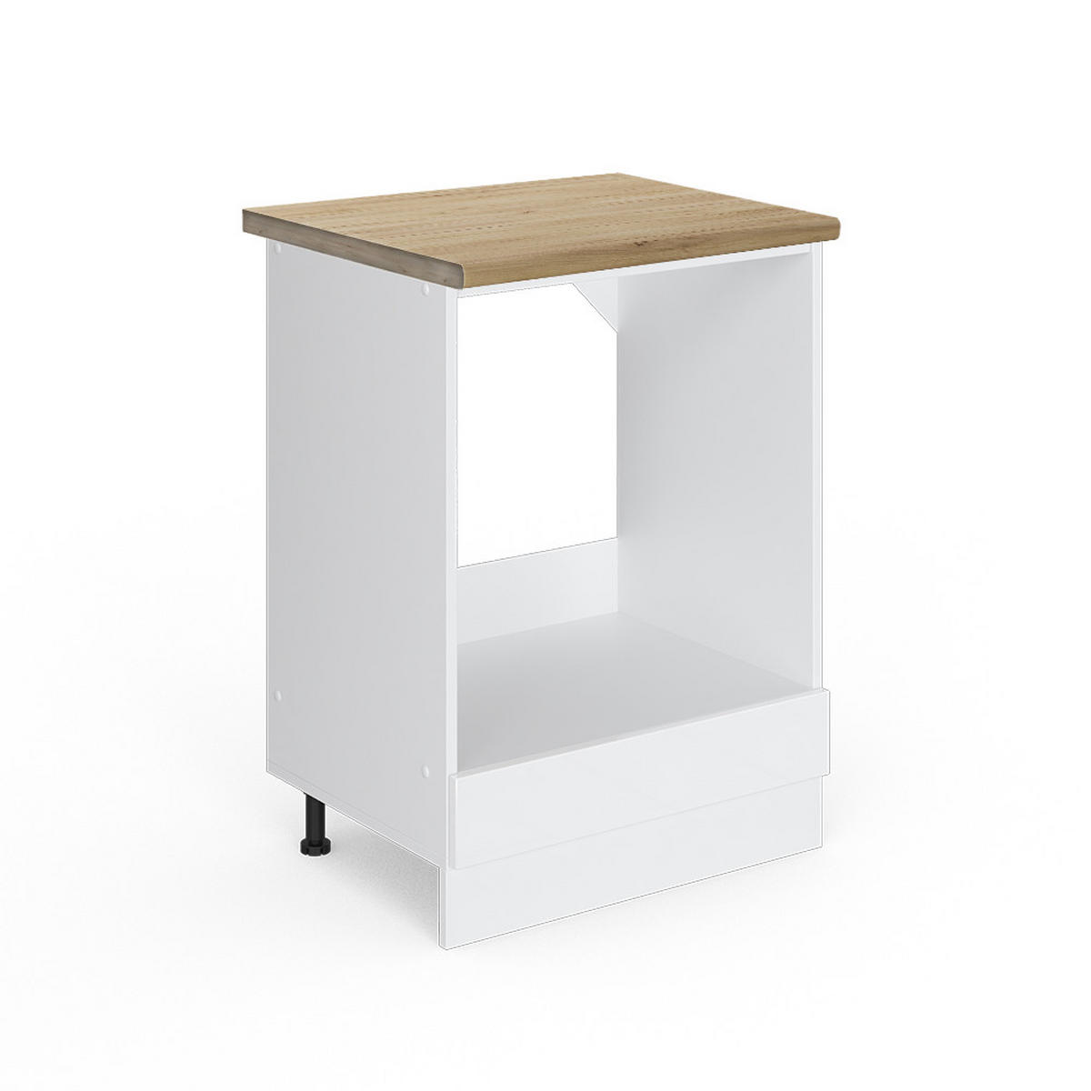 HERDUMBAUSCHRANK R-Line Weiß Hochglanz 60 cm, AP Eiche - Weiß Hochglanz/Weiß, Holzwerkstoff (60/81.6/60cm) - Vicco